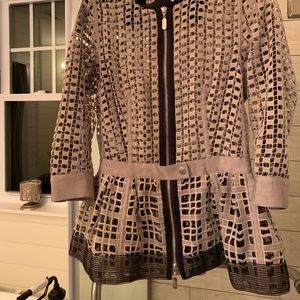 NWOT Anthropologie Laced Peplum Jacket     GRAY